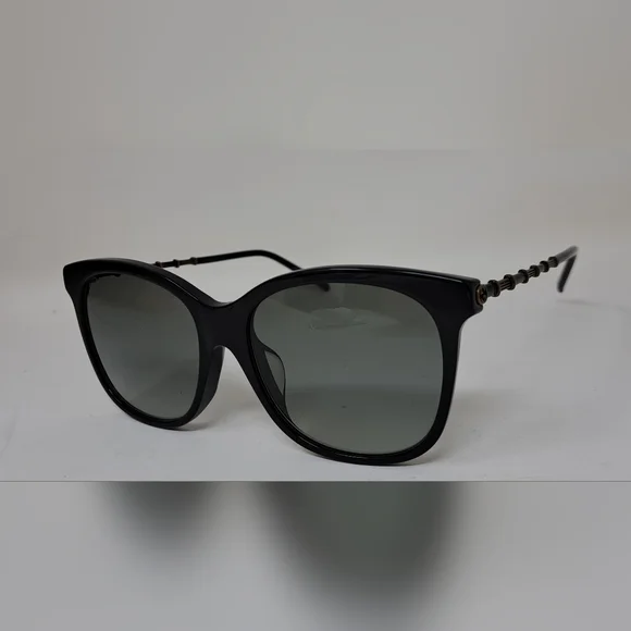 Gucci Sunglasses GG0655SA 001 Black Gold Grey Full Rim Square 56MM 56-17-150 - Picture 9 of 16